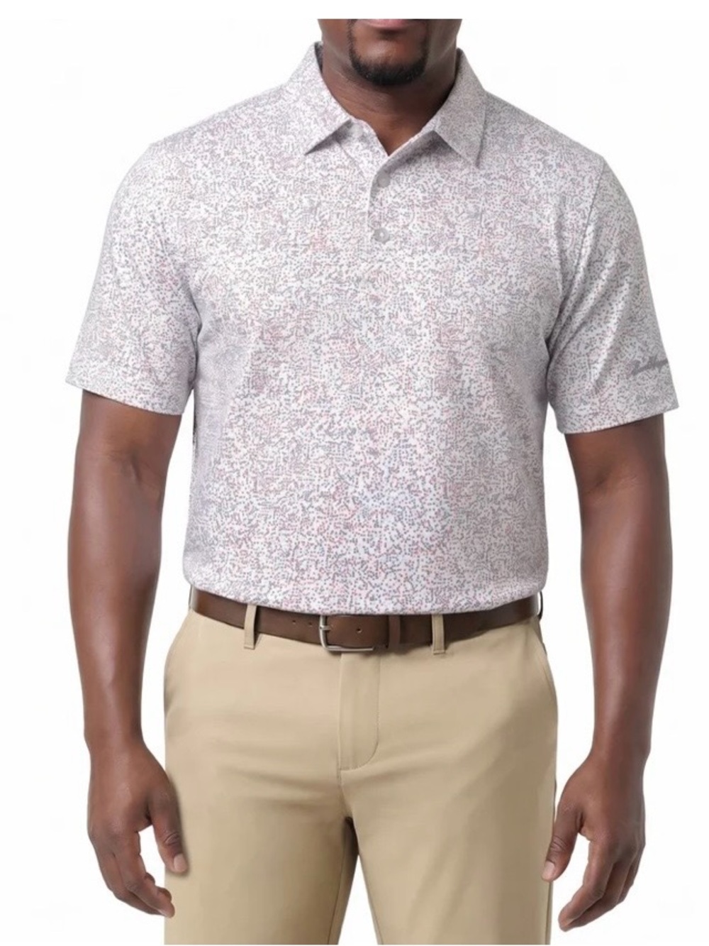 Ben Hogan Men's White MicroConfetti Print Short Sleeve Golf Polo Shirt Size 2XL